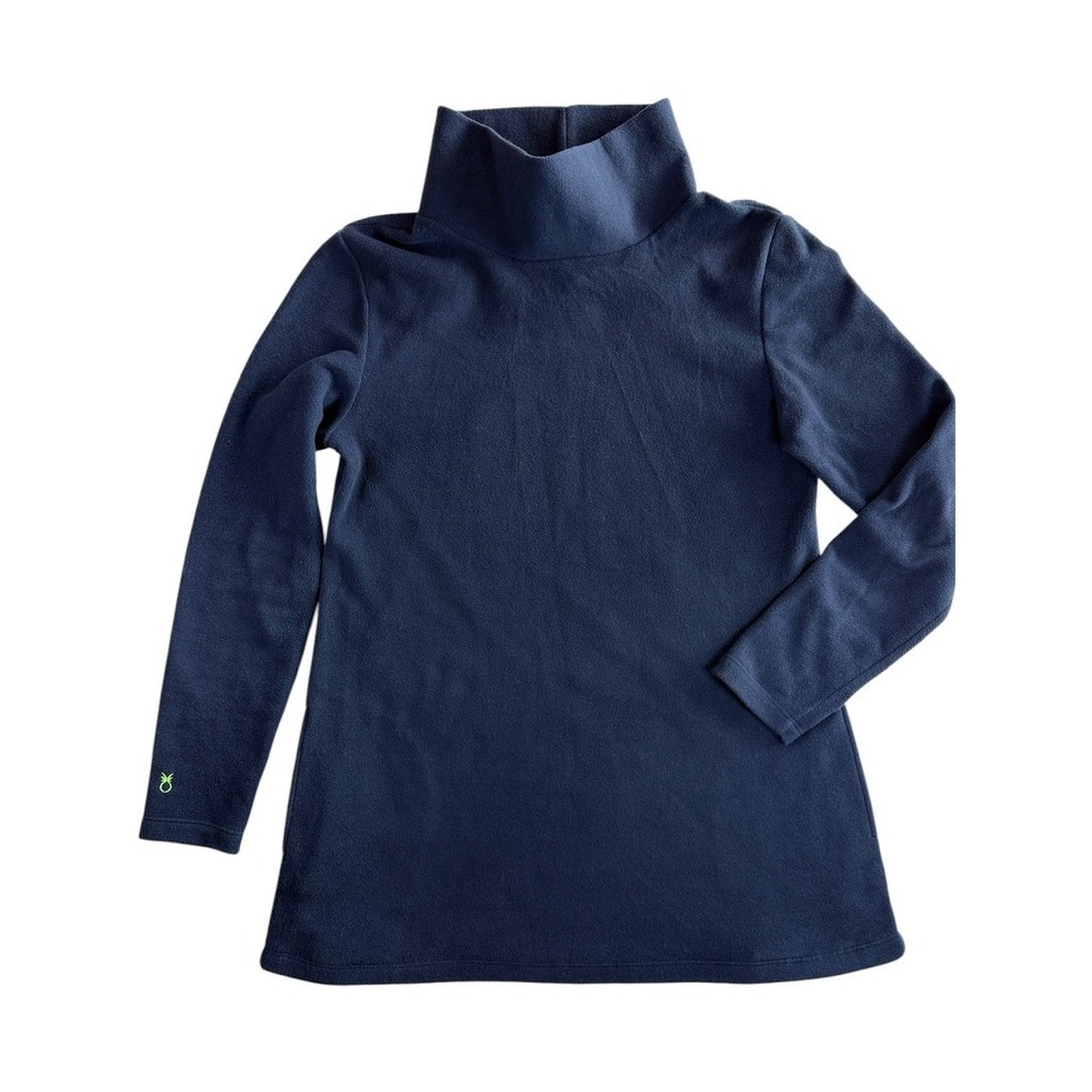 Dudley Stephens Fleece Turtleneck Women Large Navy Blue Park Slope Long Sleeve